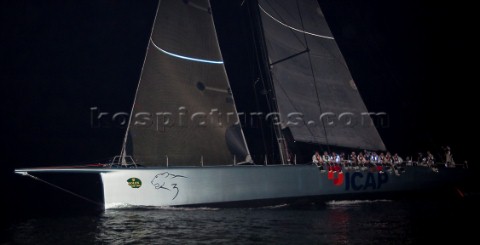 ICAP LEOPARD Sail Number GBR1R Owner Mike Slade Design Farr 100  first boat across the finish line