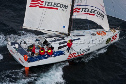 TELECOM ITALIA Sail Number ITA55 Owner Giovanni Soldini Design Class 40  approaching Scilly Island