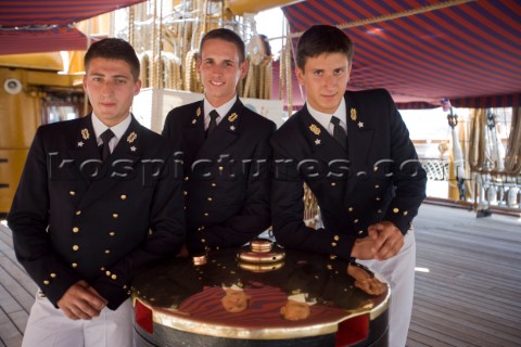 Sailors in smart crew dress uniform evening wear  The Tall Ships Races 2007 Mediterranea in Genova A
