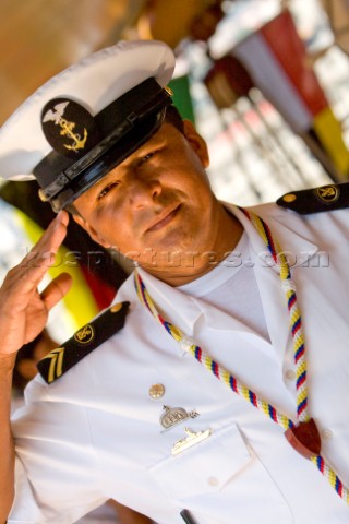 Sailor salutes  The Tall Ships Races 2007 Mediterranea in Genova Guayas Ecuador Duran Vidal