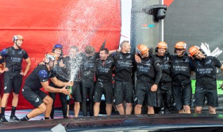 19/12/20 - Auckland (NZL)36th Americaâ€™s Cup presented by PradaPRADA ACWS Auckland 2020 Prize givingMike Lee sprays champagne as Emirates Team New Zealand celebrate their Americaâ€™s Cup World Series win