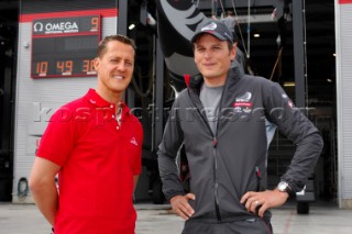 Michael Schumacher with Dean Barker of Team New Zeland