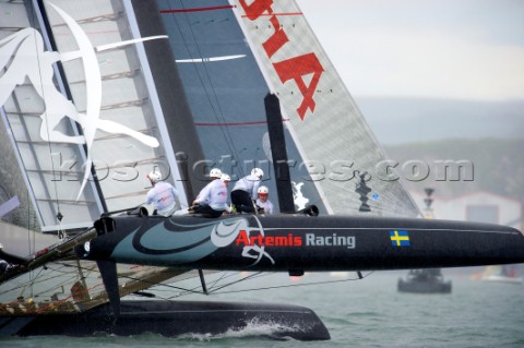 AMERICAS CUP WORLD SERIES PLYMOUTH UK SEPTEMBER 17TH 2011 Artemis Racing  AC45  the fleet race of th