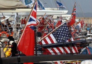 Registration flags seen on superyachts in Palma