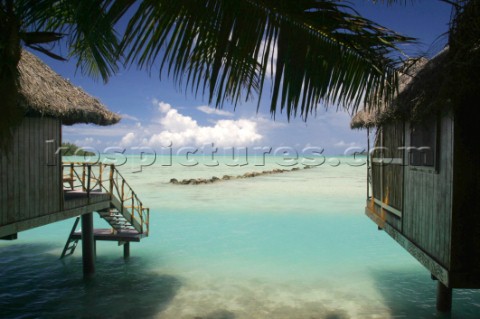 Beach hut at Pearl beach resort on Aitutaki Island Cook Islands South Pacific