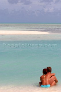 Relaxing on Aitutaki Island, Cook Islands, South Pacific.