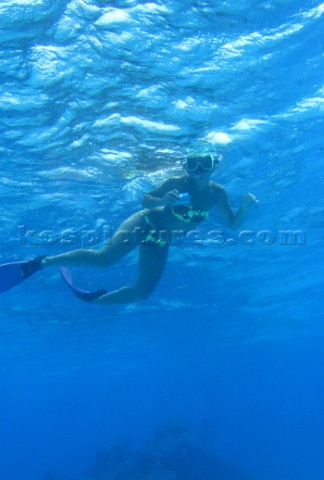 Snorkeling off Honeymoon Island Cook Islands South Pacific