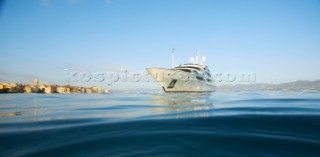 Superyacht at anchor in the mediterranean sea