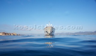 Superyacht at anchor in the mediterranean sea
