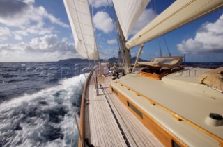 View from the deck of a  W-Class Yacht Wild Horses in near St. Bartholomew, French West Indies.
