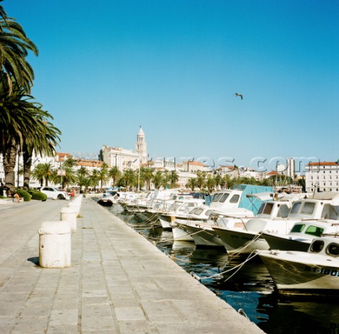 The harbor near the UNESCO World Heritage Diocletians Palace in the city of SPlit Croatia