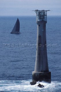 Eddystone lighthouse and yacht