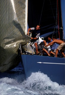 Foredeck crew work during the Swan Cup 2002