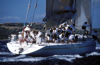 Teamwork on the maxi yacht longbarda owned by Mike Slade