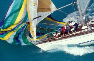 Teamwork on the foredeck of a Swan yacht