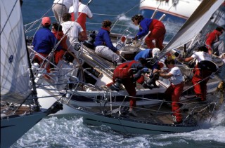 Crew at work onboard a Swan yacht