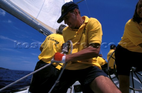 Teamwork onboard the 12m yacht Victory