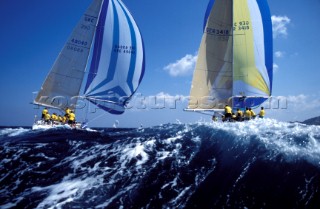 Antibody and Aera, two Swan 46Õs, racing downwind during the Swan Cup.