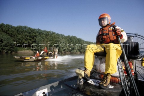 Onboard an air boat during a race 