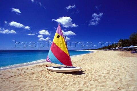 St Maarten  Travel Sailing dinghy on sandy beach