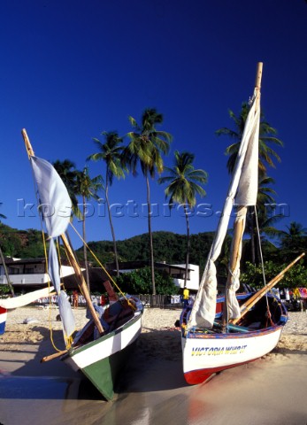 Local fishing boats on the beach Grenada