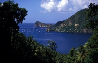 View of secluded bay, St Lucia, Caribbean