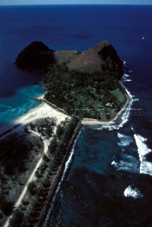Travel scenes and destinations around the Caribbean Island of St Lucia. Pigeon Point.