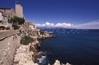 The coast around the French Mediterranean sea port of Antibes.