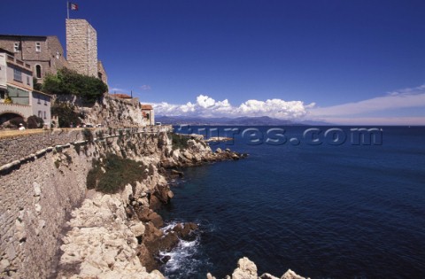 The coast around the French Mediterranean sea port of Antibes 