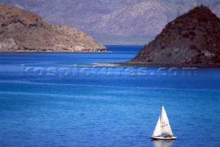 Sailing on a sunny day in Conception Bay. Baja Cal. Sailing on a sunny day in Conception Bay, Baja, California