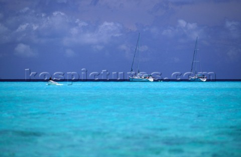 Yachts at anchor in Tahiti South Pacific