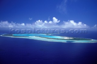 Aerial view of islands and lagoon, Tahiti, French Polynesia