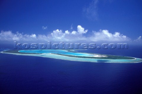 Aerial view of islands and lagoon Tahiti French Polynesia