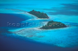 Aerial view of two islands, French Polynesia