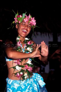 Dancer in French Polynesia in traditional dress