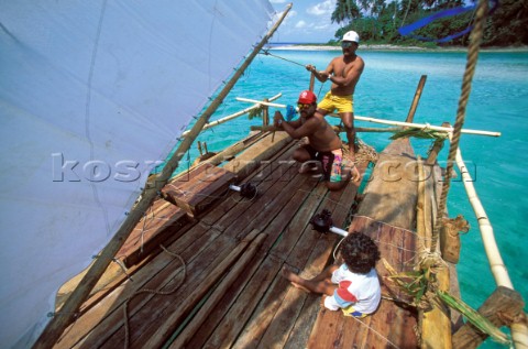 Crew on local fishing boat French Polynesia