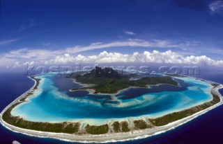 Aerial view of archipelago Bora Bora, Polynesia Aerial view of Bora Bora, French Polynesia