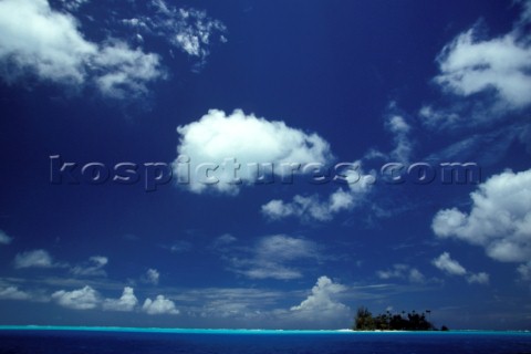 Clouds in blue sky over Bora Bora French Polynesia