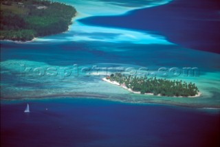 Aerial view of island off Bora Bora - French Polynesia