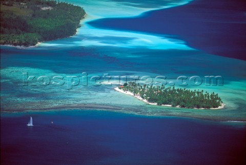Aerial view of island off Bora Bora  French Polynesia