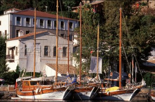 Gullets moored in harbour, Turkey
