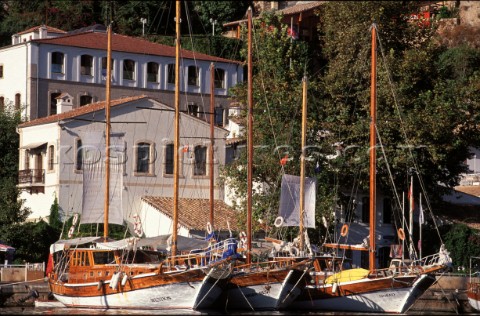 Gullets moored in harbour Turkey