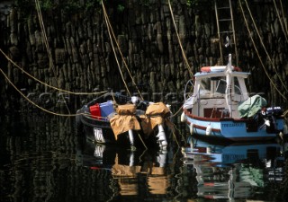 Fishing boats moored in Falmouth harbour