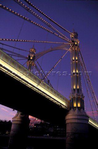 Detail of Albert Bridge on the river Thames London