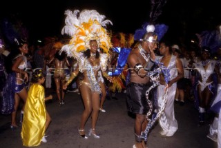 Colours and costumes at the Mardi Gras Carnival Celebration Rio de Jiniero Brazil