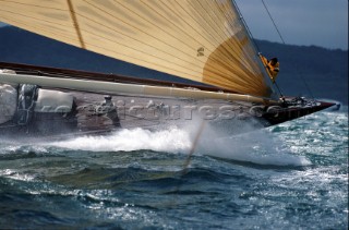 Bowman on front of J Class yacht Endeavour