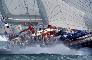 Coach house of classic J Class yacht Endeavour in rough seas