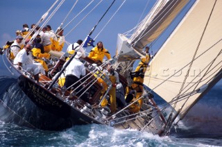 J Class Valsheda powers to windward during the Americas Cup Jubilee in Cowes 2001