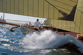 AC 150th Jubilee - Classic Racing Bowman Crew member on the bow of a classic yacht   Crew member on the bow of a classic yacht