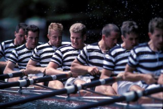Crew of rowing eight at Royal Henley Regatta, UK